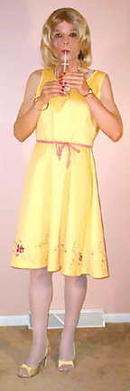 Yellow dress; long hair