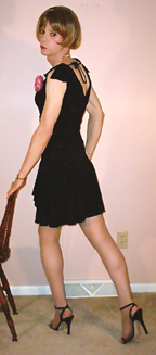 Black dress; looking back