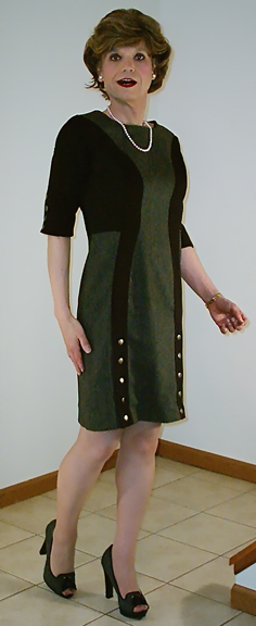 Half-sleeve_Gray_Black_Sheath_Dress
